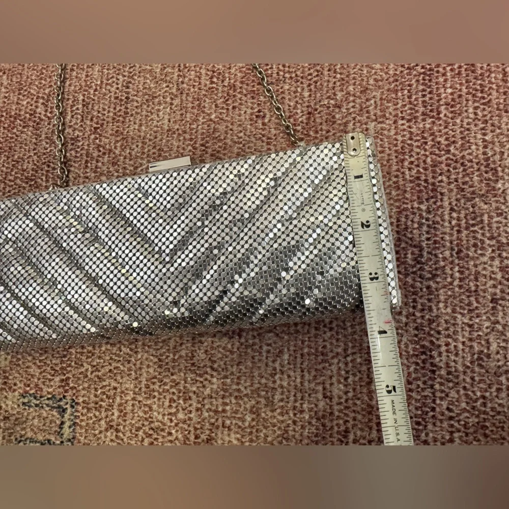 Lulu Townsend silver chevron chainmail clutch with chain evening bag